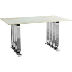 1.8m Marble Top & Silver Base Dining Table