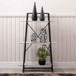 3-Tier Black And Grey Display Unit - 120cm