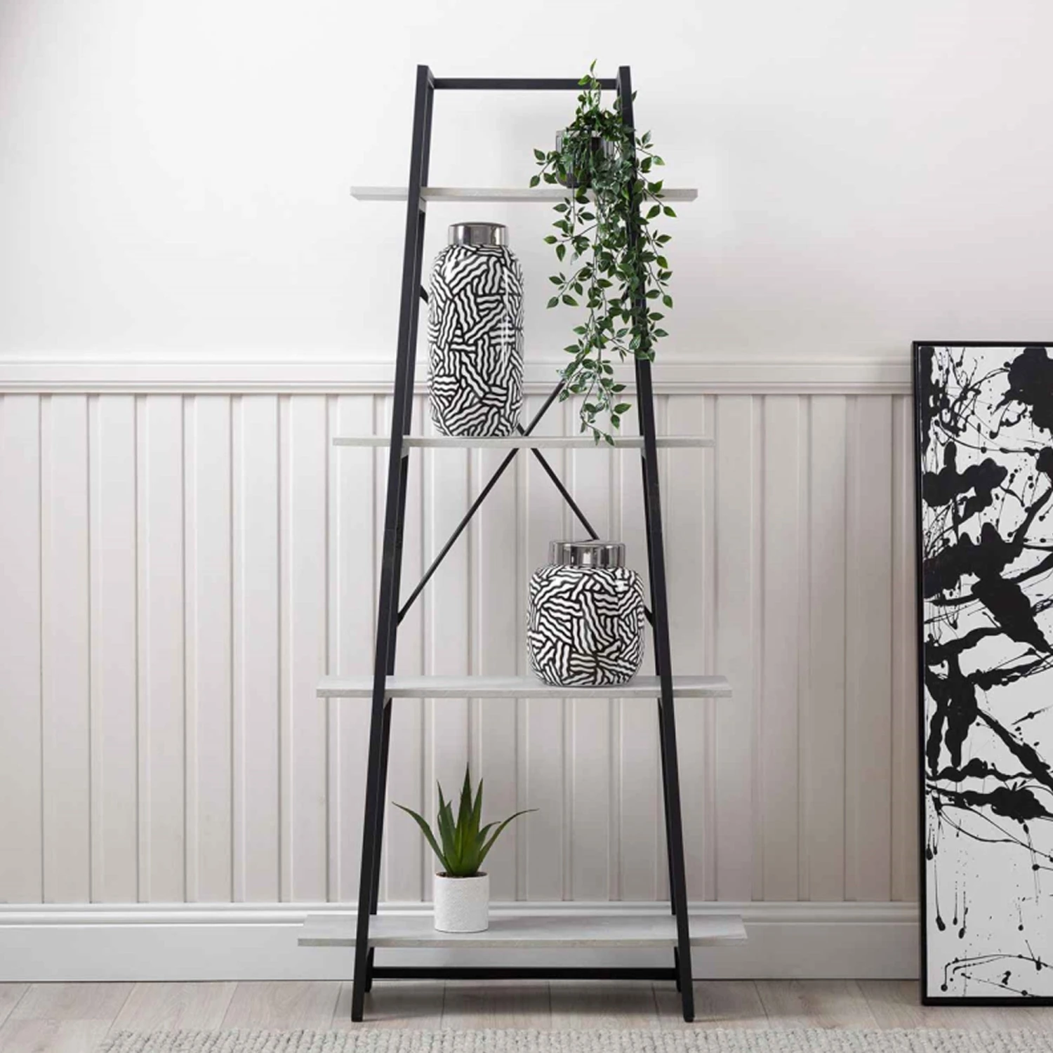 4-Tier Black And Grey Display Unit - 170cm - Image 2