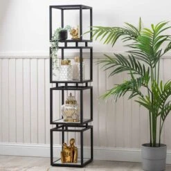 4-Tier Square Black Display Unit