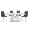 Amada Marble Effect Dining Set With 6 Chevron Chairs