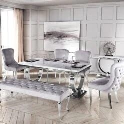 Arriana White Marble 2 M Dining Table