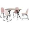 Athens Medium Oak Rectangular Dining Set With Baby Pink Lukas Chairs
