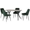 Athens Rectangular Dining Set Concrete & Emerald Green