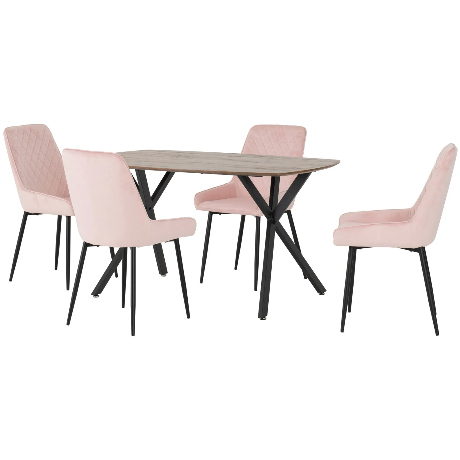 Athens Rectangular Dining Set Oak & Pink
