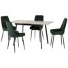 Avery Concrete & Grey Oak Extending Dining Set With Emerald Green Avery Chairs