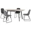 Avery Concrete & Grey Oak Extending Dining Set With Grey Lukas Chairs