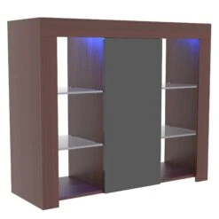 Azura 1 Door Large LED Sideboard - Walnut & Black