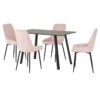 Berlin Black & Baby Pink Dining Set With Avery Chairs