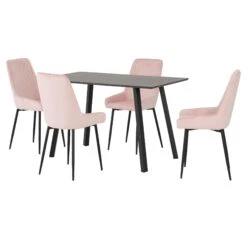 Berlin Black & Baby Pink Dining Set With Avery Chairs