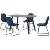 Berlin Black Wood Grain Dining Set With Sapphire Blue Lukas Chairs