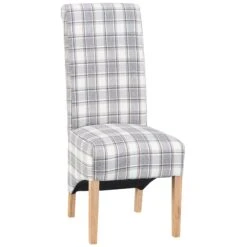 Cappuccino Check Scroll Back Chair