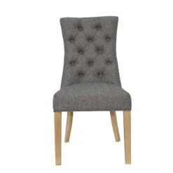 Dark Grey Curved Button Back Chair