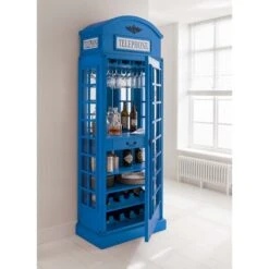 Display Cabinet, Home Bar In A Telephone Box Design (Blue)