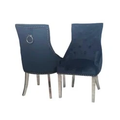 Duke Black Velvet Dining Chair With Plain Knocker & Plain Back