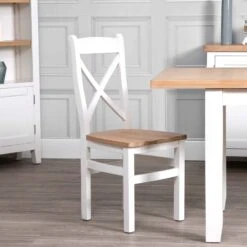 Eastbury White Wooden Seat Crossback Dining Chair