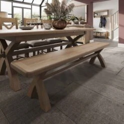 Hampton Oak 2.0m Cross Leg Bench