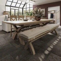 Hampton Oak 2.5m Cross Legged Dining Table