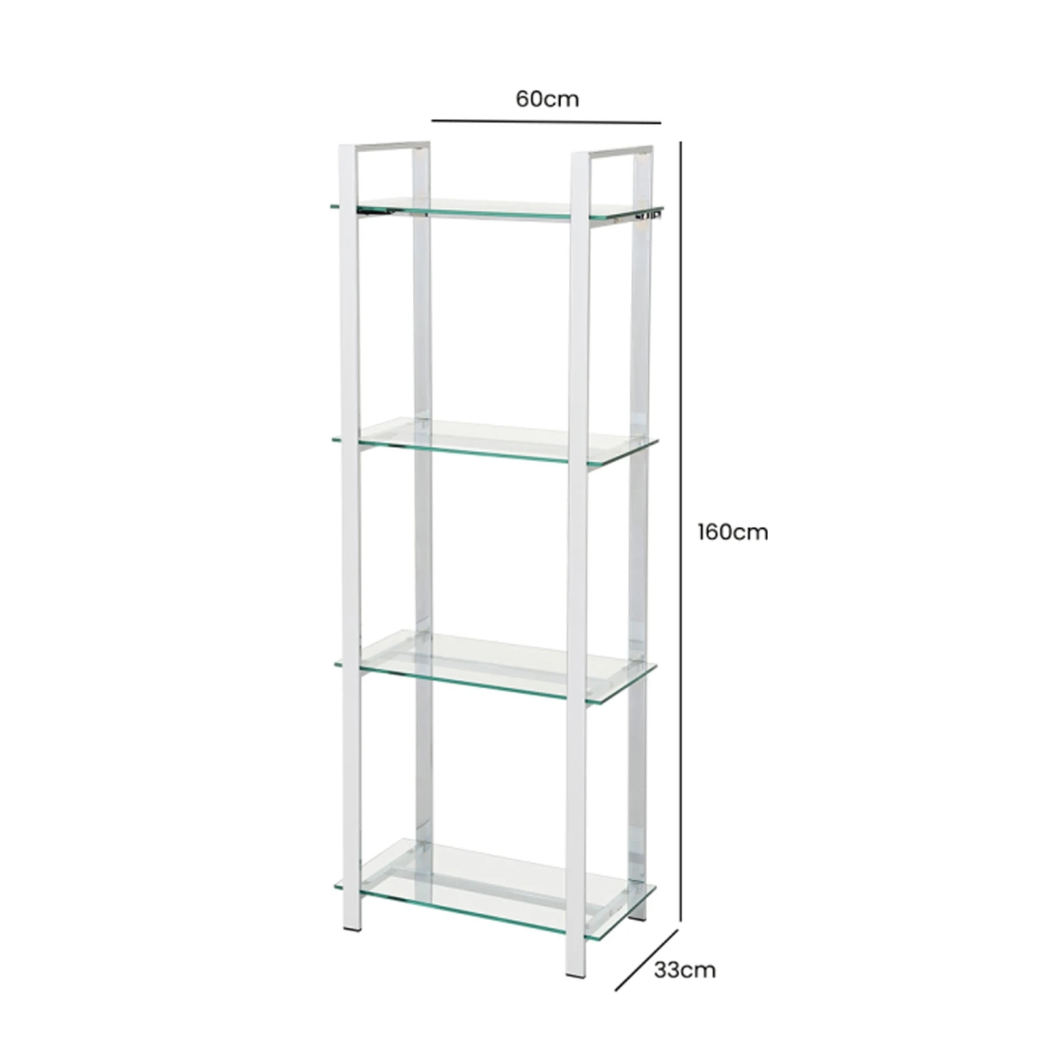 Harry 160cm Chrome And Glass 3 Tier Display Unit - Image 6
