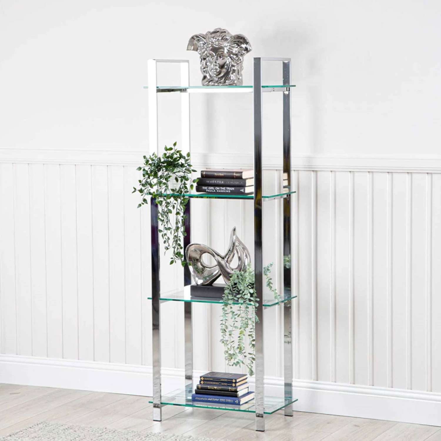 Harry 160cm Chrome And Glass 3 Tier Display Unit