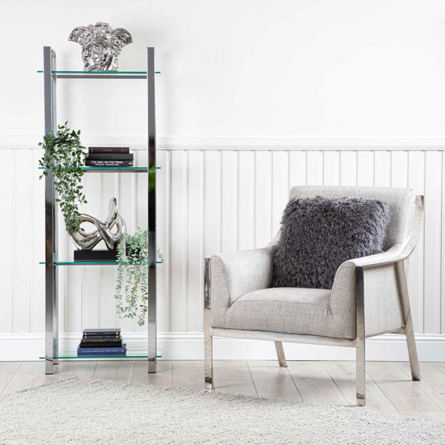 Harry 160cm Chrome And Glass 3 Tier Display Unit - Image 2