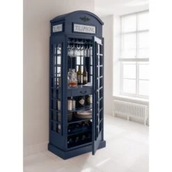 Home Bar - Drinks Cabinet, Dark Blue Telephone Box Design