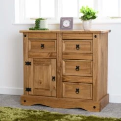 Huxley Pine 1 Door 4 Drawer Sideboard
