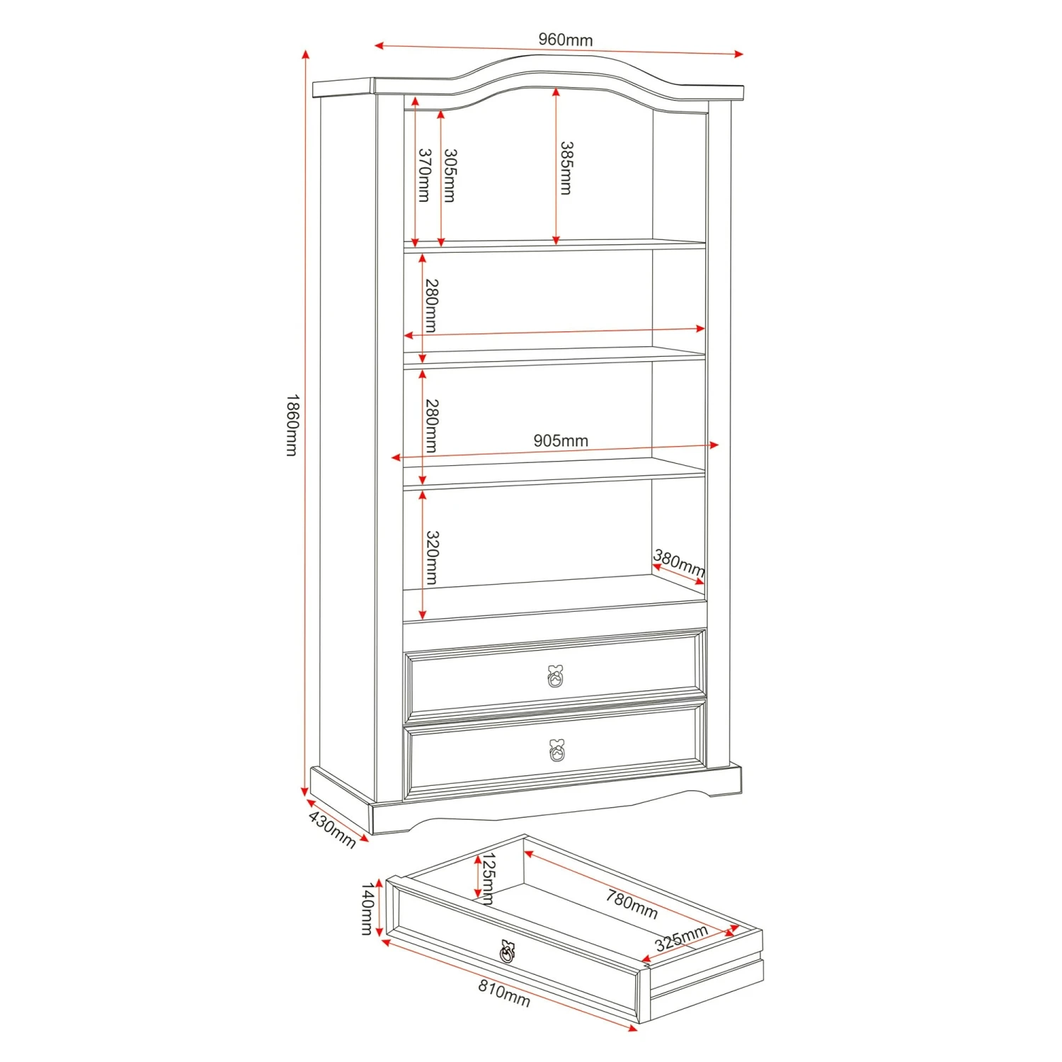 Huxley Pine 2 Door 2 Drawer Glass Display Unit - Image 2