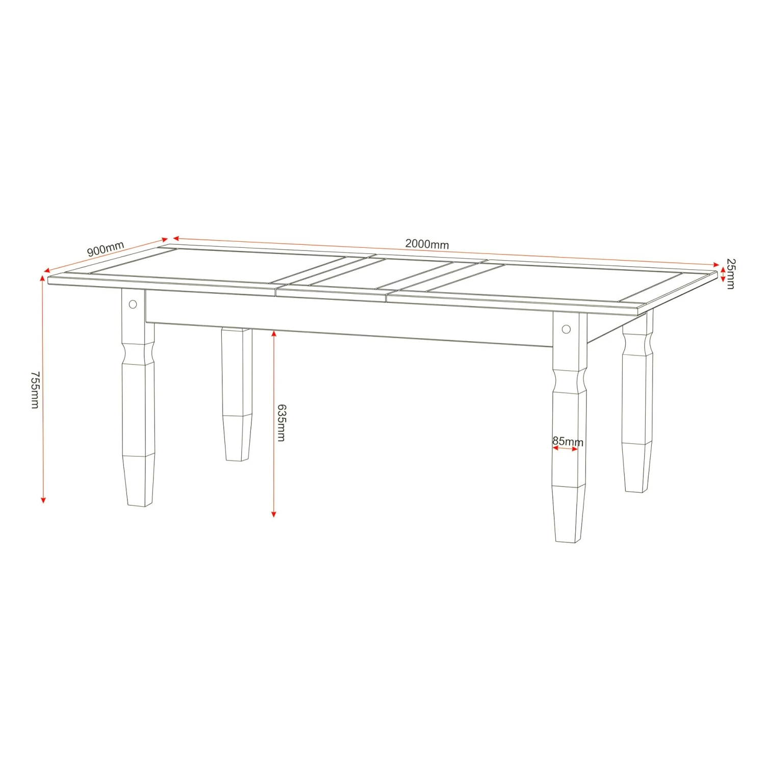 Huxley Pine Extending Dining Set (4 Chairs) - Image 3