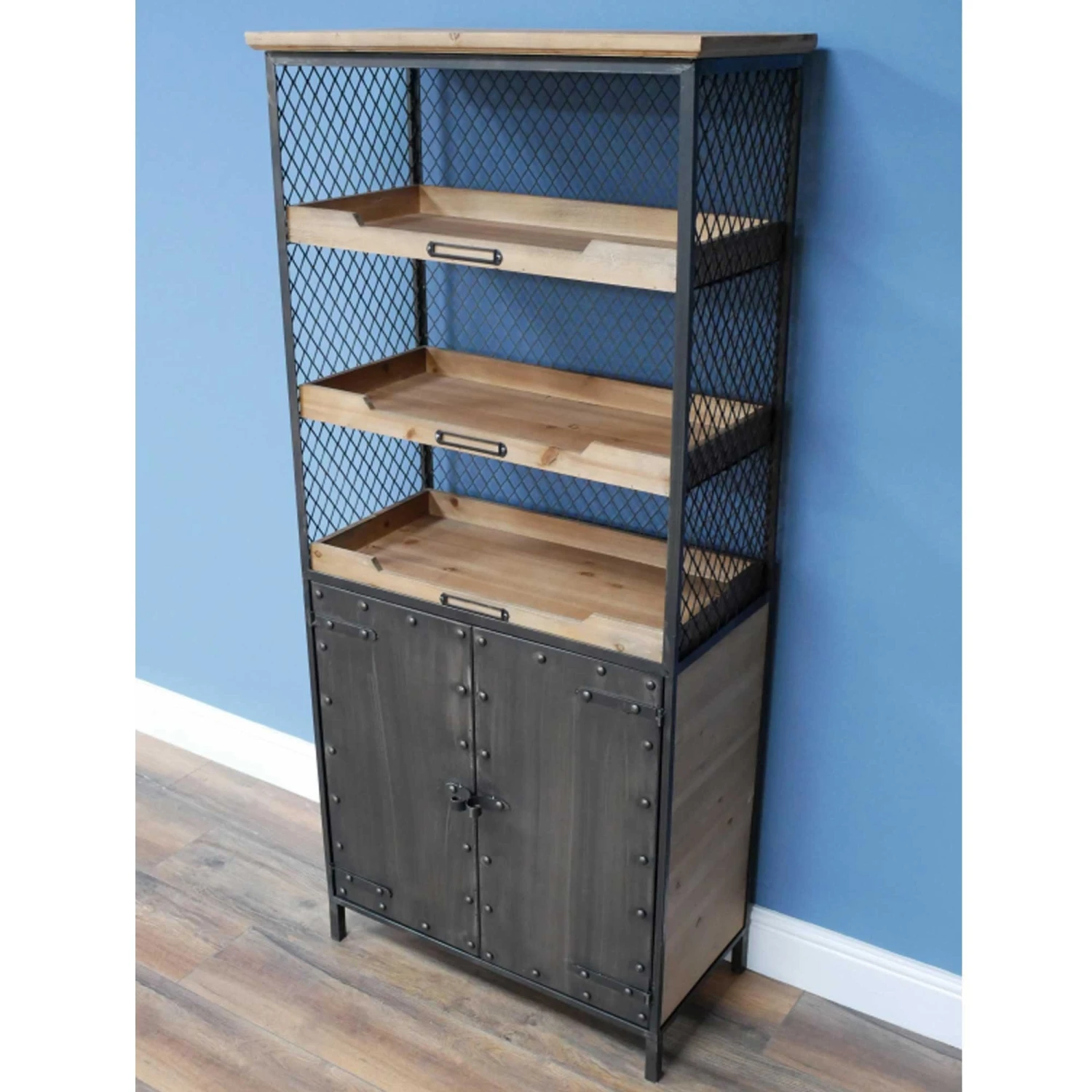 Industrial 3 Tier Metal Display Cabinet - Image 5