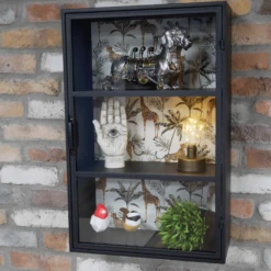 Industrial Black Display Wall Cabinet