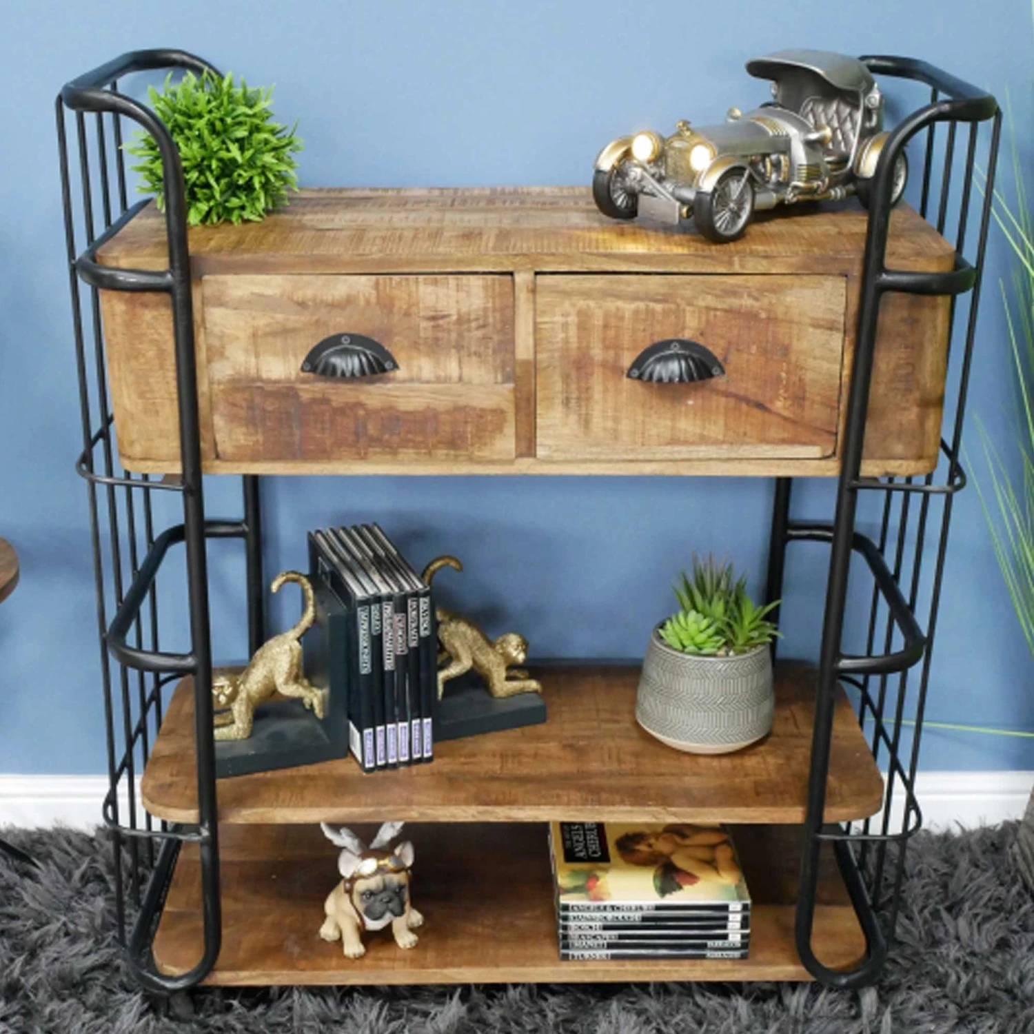 Industrial Mango Wood 2 Drawer Cabinet