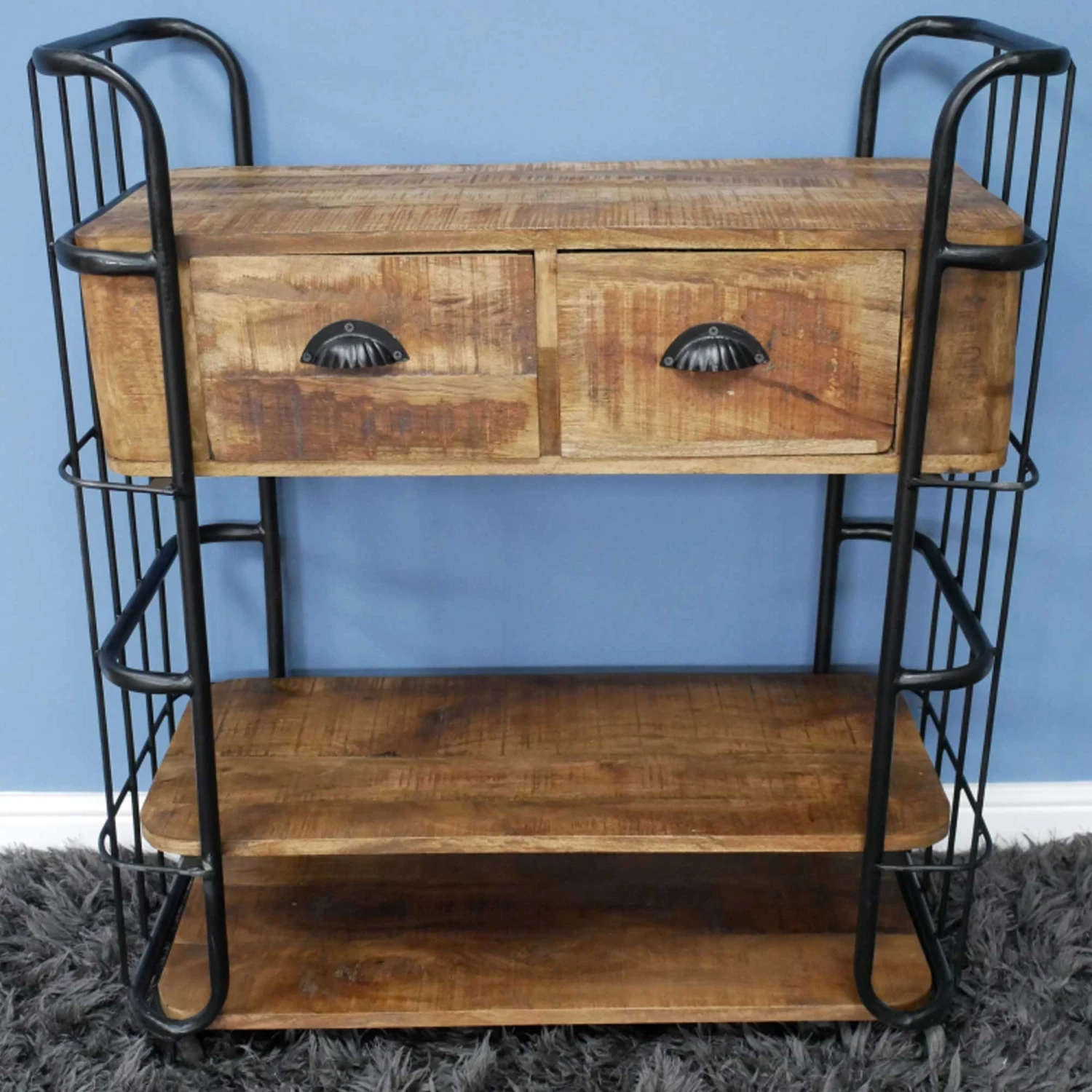 Industrial Mango Wood 2 Drawer Cabinet - Image 2