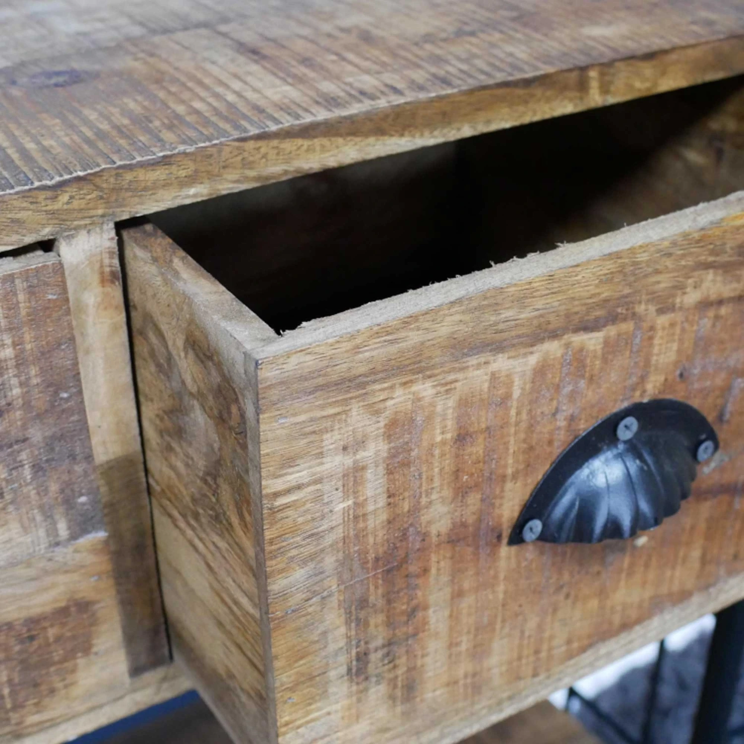 Industrial Mango Wood 2 Drawer Cabinet - Image 4
