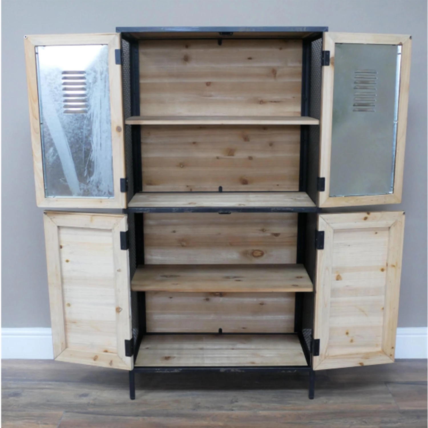 Iron & Fir Wood Locker Style Multi Drawer Cabinet - Image 2