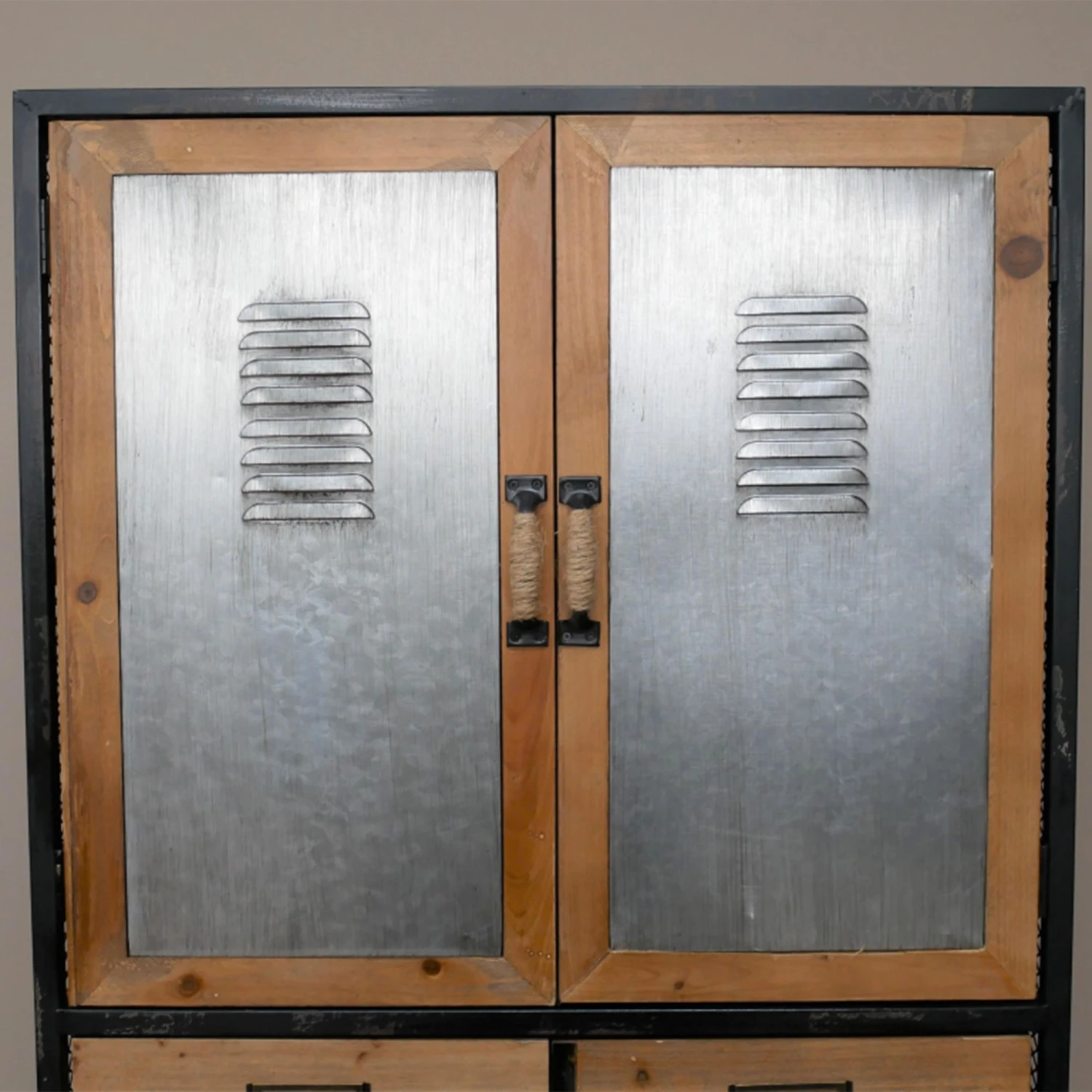 Iron & Fir Wood Locker Style Multi Drawer Cabinet - Image 3