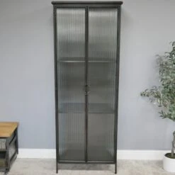 Large Black Metal Industrial Display Cabinet