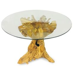 Lombok Round Dining Table With Glass 120cm