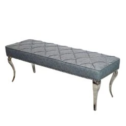 Louis 1.3m Dark Grey Leather Dining Bench