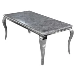 Louis 1.4m Chrome Dining Table With Light Grey Marble Top
