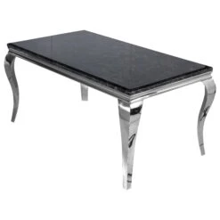 Louis 1.5m Chrome Dining Table With Black Marble Top