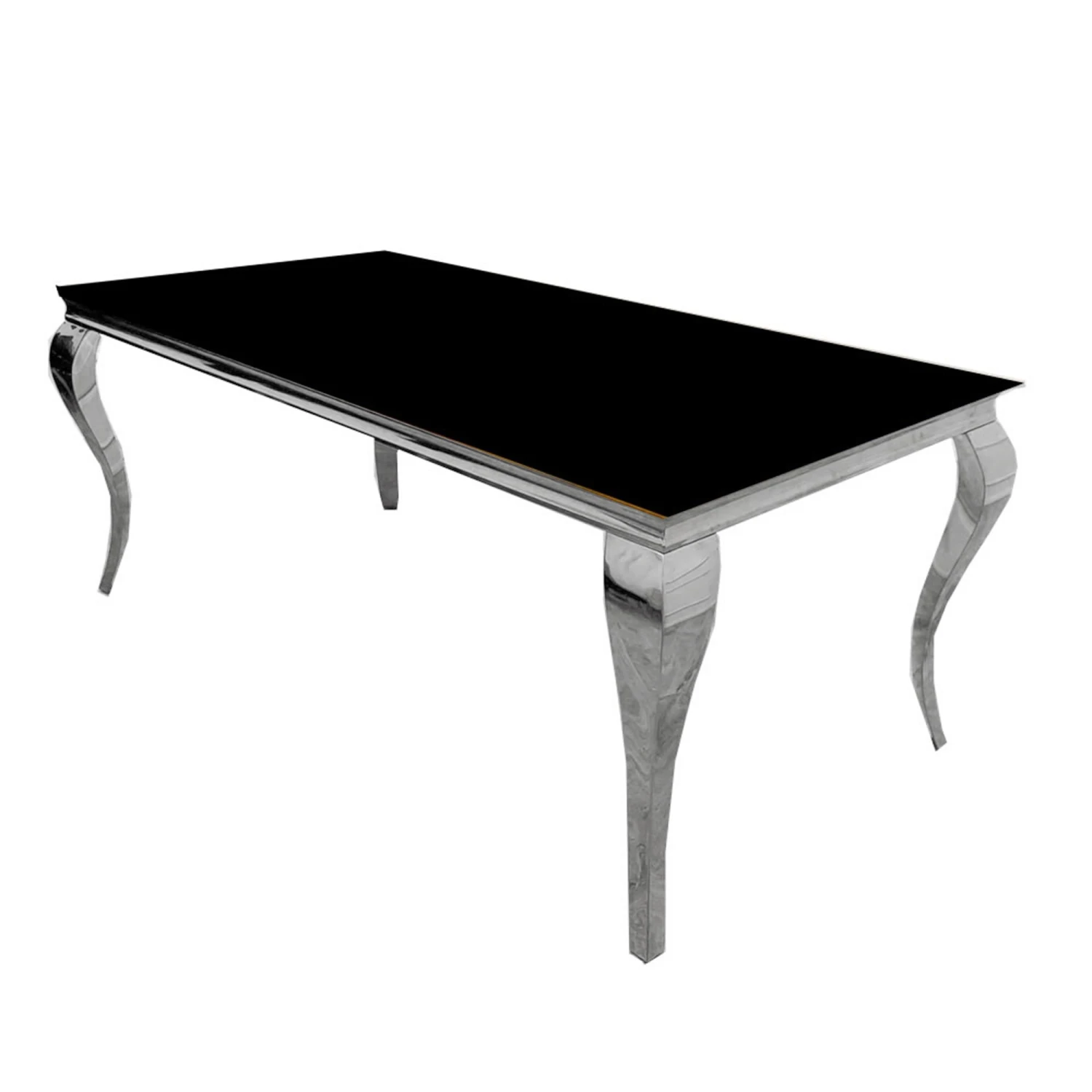 Louis Chrome 1.4m Dining Table With Black Glass Top