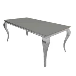 Louis Chrome 1.4m Dining Table With Grey Glass Top