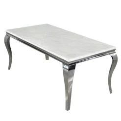Louis Chrome 1.8m Dining Table With White Marble Top