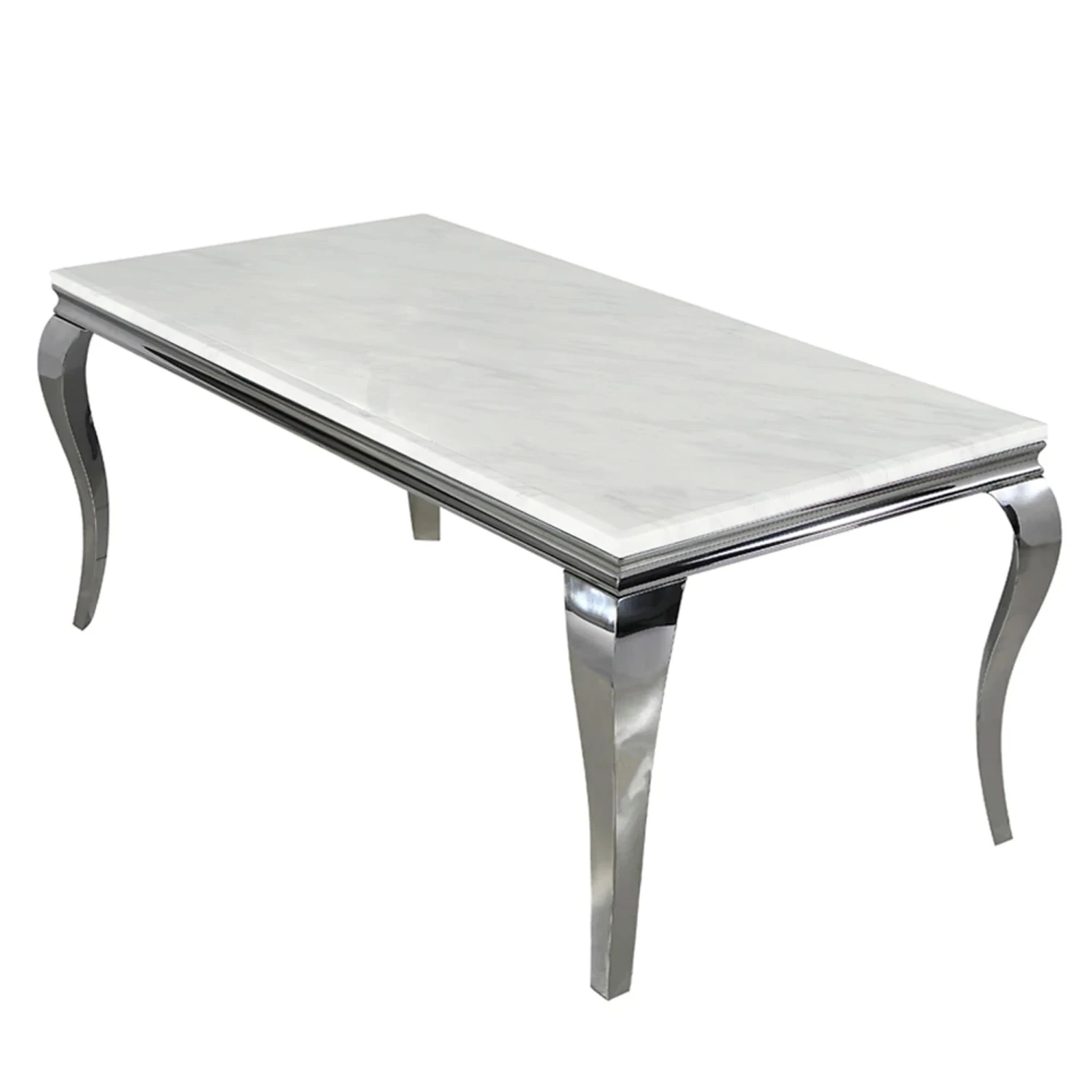 Louis Chrome 1.8m Dining Table With White Marble Top