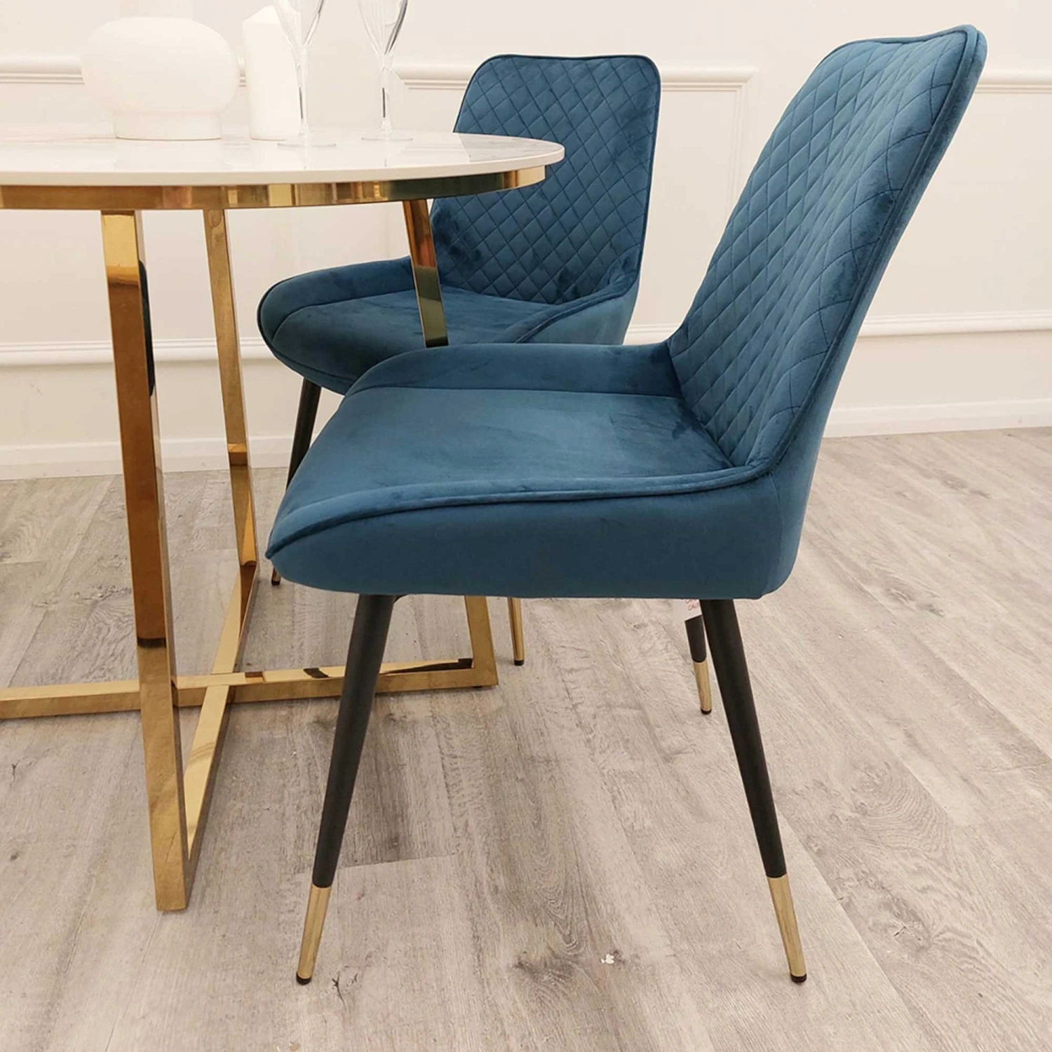 Luna Navy Blue Velvet Dining Chair - Image 2