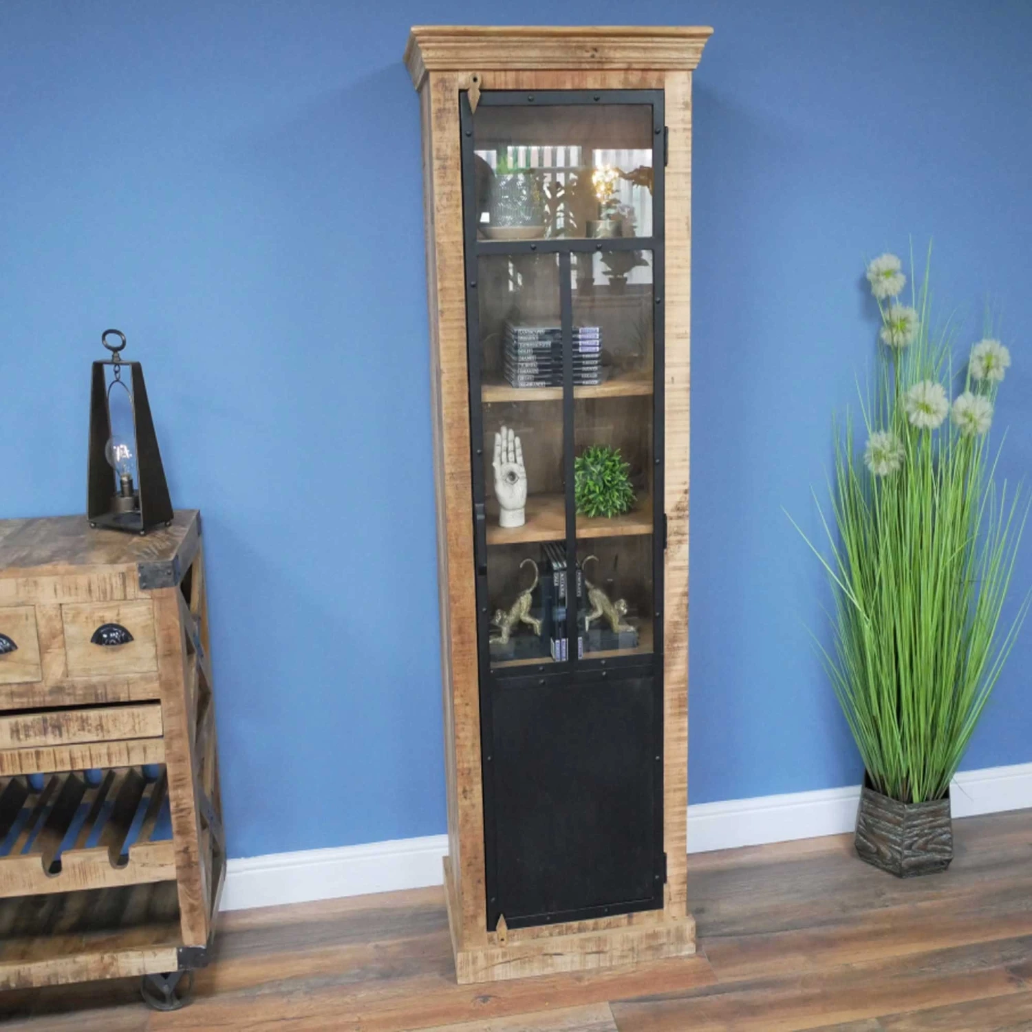 Mango Wood & Iron Tall Industrial Cabinet - Image 6