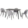Marlow Black Marble Effect Dining Set With Grey Velvet Chairs