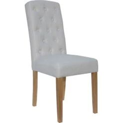 Natural Button Back Upholstered Chair