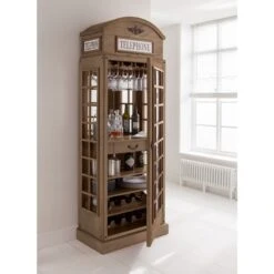 Natural Wood Telephone Box Display Cabinet
